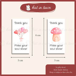 [KatinTown] Set 100 Nhãn Dán Decal Cắt Bế Niên Phong Cảm Ơn Dễ Thương Thiết Kế Hiện Đại Có Cán Màng