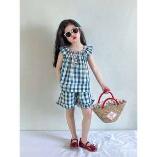 [B&G] Sét bộ xanh thiên thanh cho bé gái mặc nhà đi chơi mùa hè từ 12-42kg(2-12 tuổi)