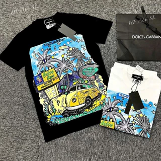 Áo Phông Cho Nam Nữ Dsquared2 Họa Tiết in cây dừa mới nhất Cực Sắc Nét Đẹp 2 Màu Trắng Đen 2025 [M02]