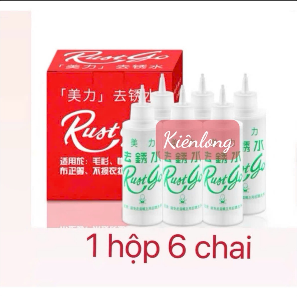 Chai Tẩy Rỉ Sét Trên Vải Rustgo Siêu Mạnh – Hộp 6 Chai Dùng Cho Quần Áo