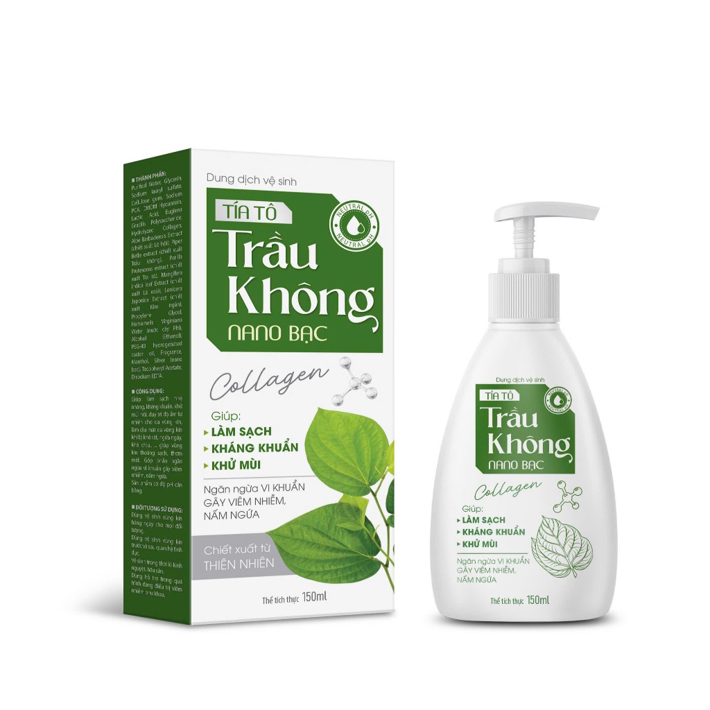 Dung Dịch Vệ Sinh Trầu Không Nano Bạc Chai 150ML [ Xanh Tam Giác ] Mã 1