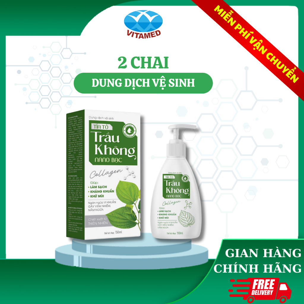 Dung Dịch Vệ Sinh Trầu Không Nano Bạc Chai 150ML [ Xanh Tam Giác ] Mã 1