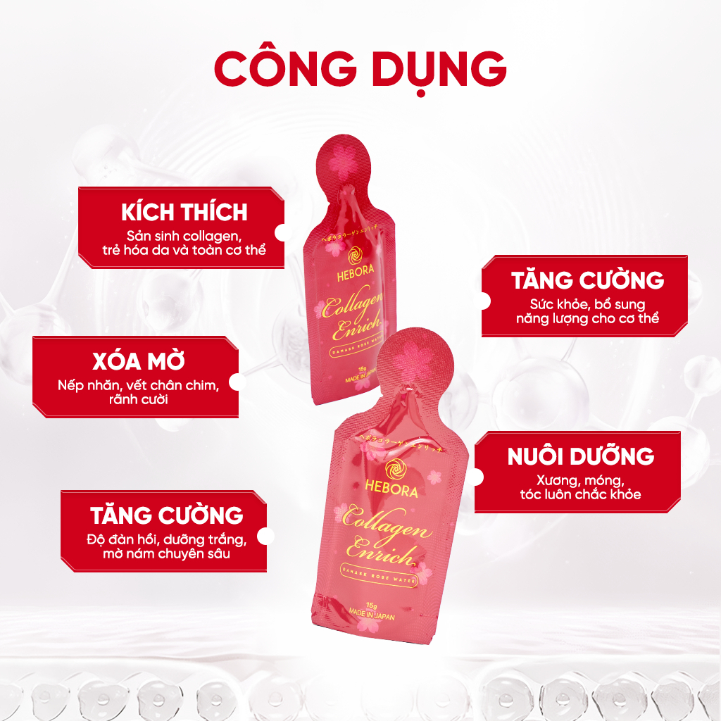 Ảnh Combo 3 Nước uống bổ sung Collagen Hebora Collagen Enrich Damask Rose Water - Hộp 28 túi 2