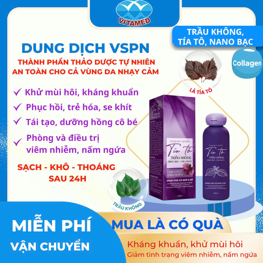 Dung Dịch Vệ Sinh Tía Tô, Trầu Không, Nano Bạc Chai Cao 150ML [ Tím Tròn ] Mã 2