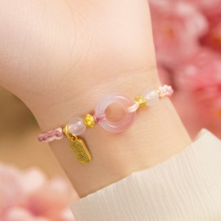 Ostara - Vòng tay Hồng Đào An Nhiên - Charm Đá Mã Não - Quà Tặng Ý Nghĩa Mang Lại May Mắn, An Yên