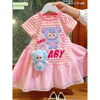 V17-V20 Váy bé gái mùa hè  sz 10-28kg hoạ tiết baby three hot hit, đầm bé gái mùa hè xinh xắn