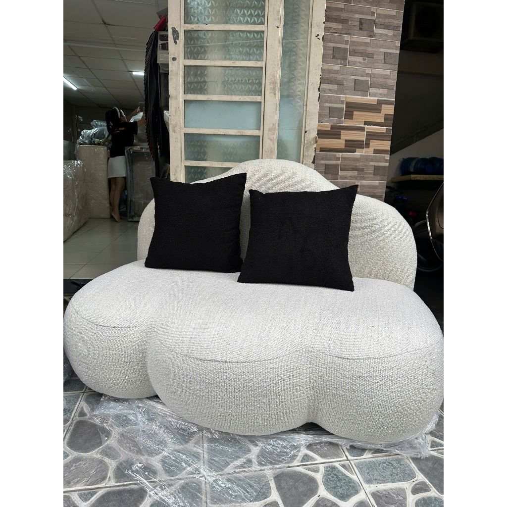 sofa mây NHU Y DECOR đa dạng kích thước và chất liệu tặng kèm gối vuông lông cừu, ghế sofa mini decor phòng