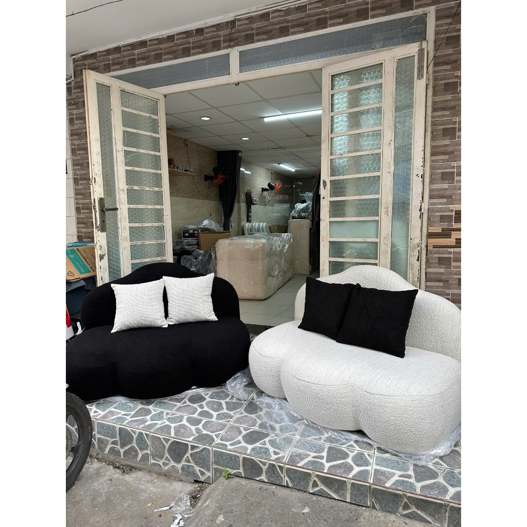 sofa mây NHU Y DECOR đa dạng kích thước và chất liệu tặng kèm gối vuông lông cừu, ghế sofa mini decor phòng