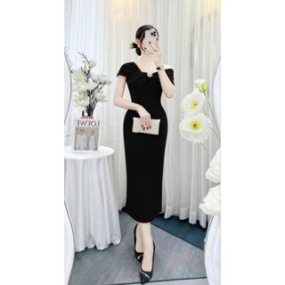Đầm body trễ vai kèm pkien sang trọng hàng cao cấp tặng hoa tai