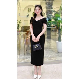 Đầm body trễ vai kèm pkien sang trọng hàng cao cấp tặng hoa tai