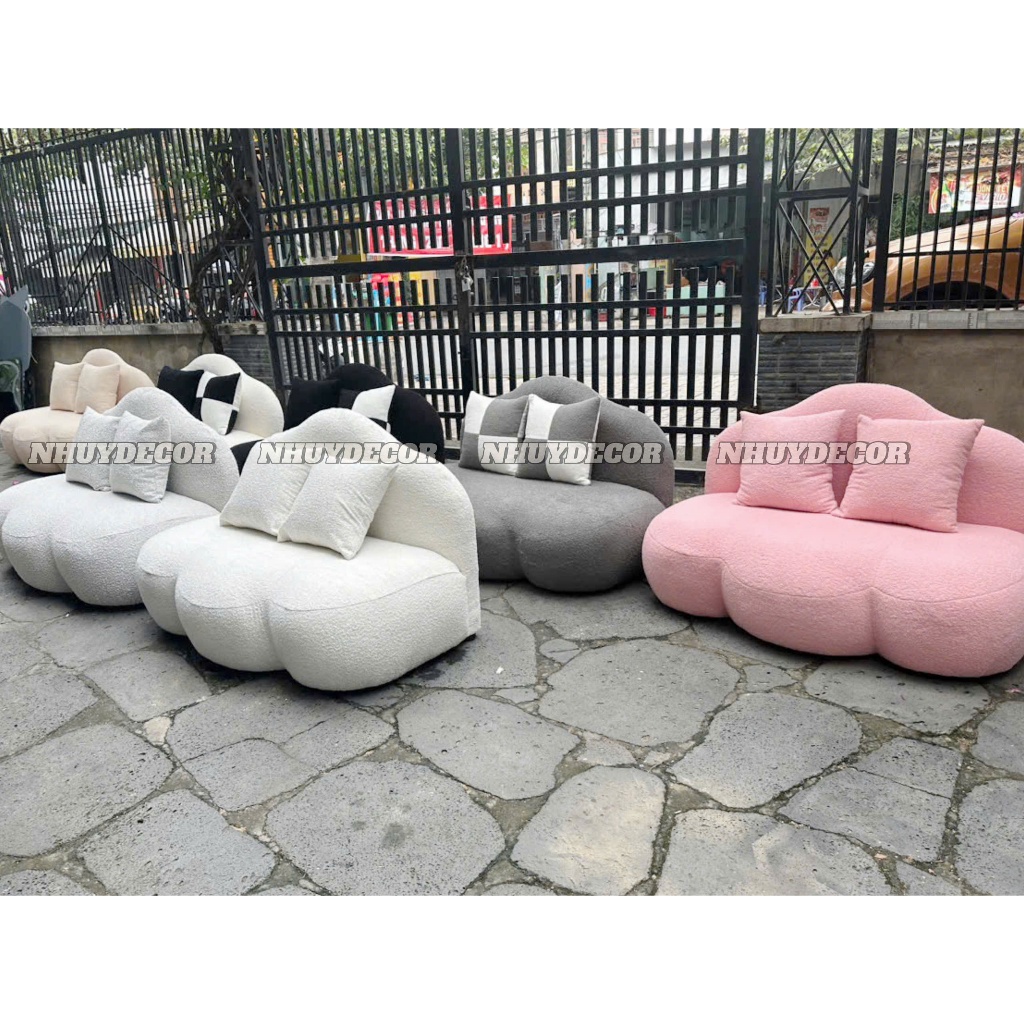 sofa mây NHU Y DECOR đa dạng kích thước và chất liệu tặng kèm gối vuông lông cừu, ghế sofa mini decor phòng