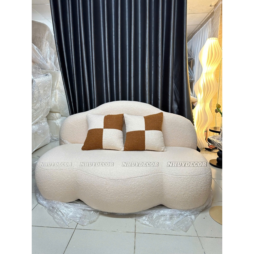 sofa mây NHU Y DECOR đa dạng kích thước và chất liệu tặng kèm gối vuông lông cừu, ghế sofa mini decor phòng