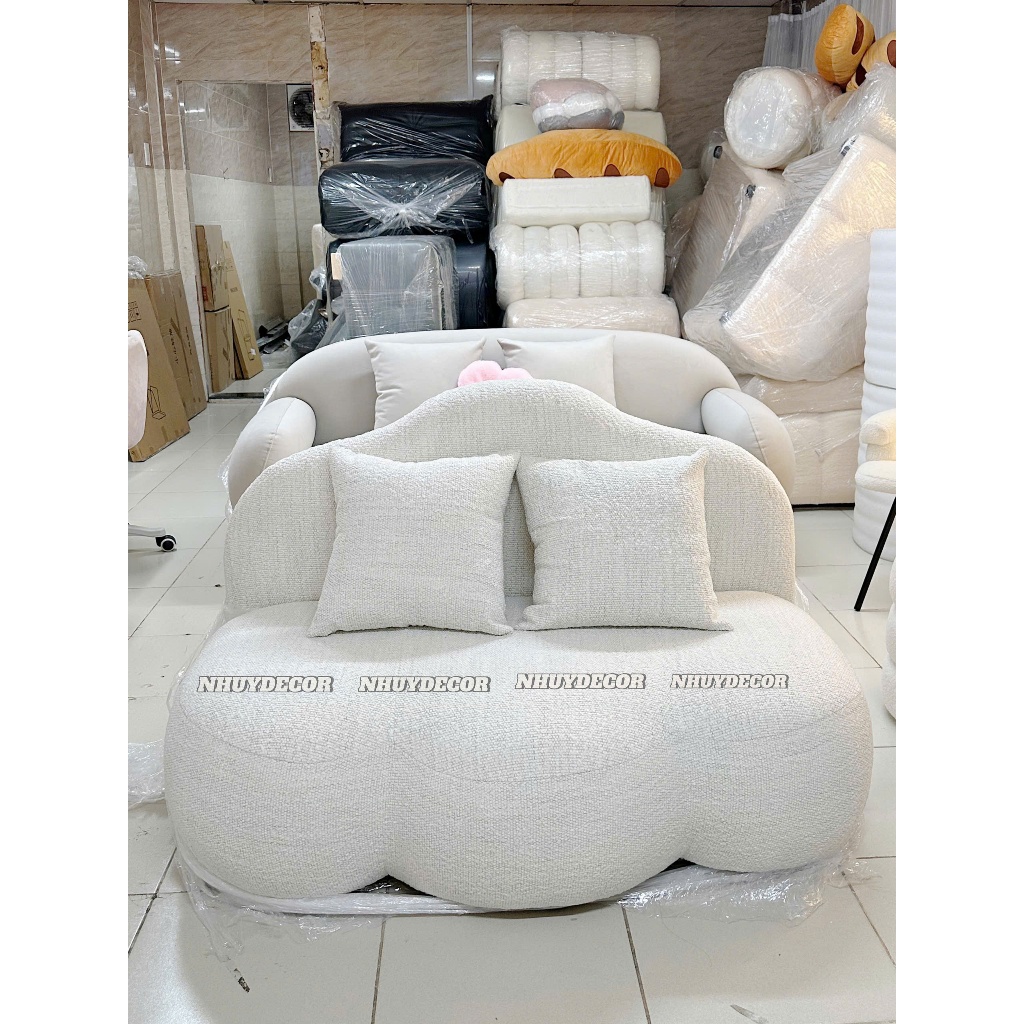 sofa mây NHU Y DECOR đa dạng kích thước và chất liệu tặng kèm gối vuông lông cừu, ghế sofa mini decor phòng