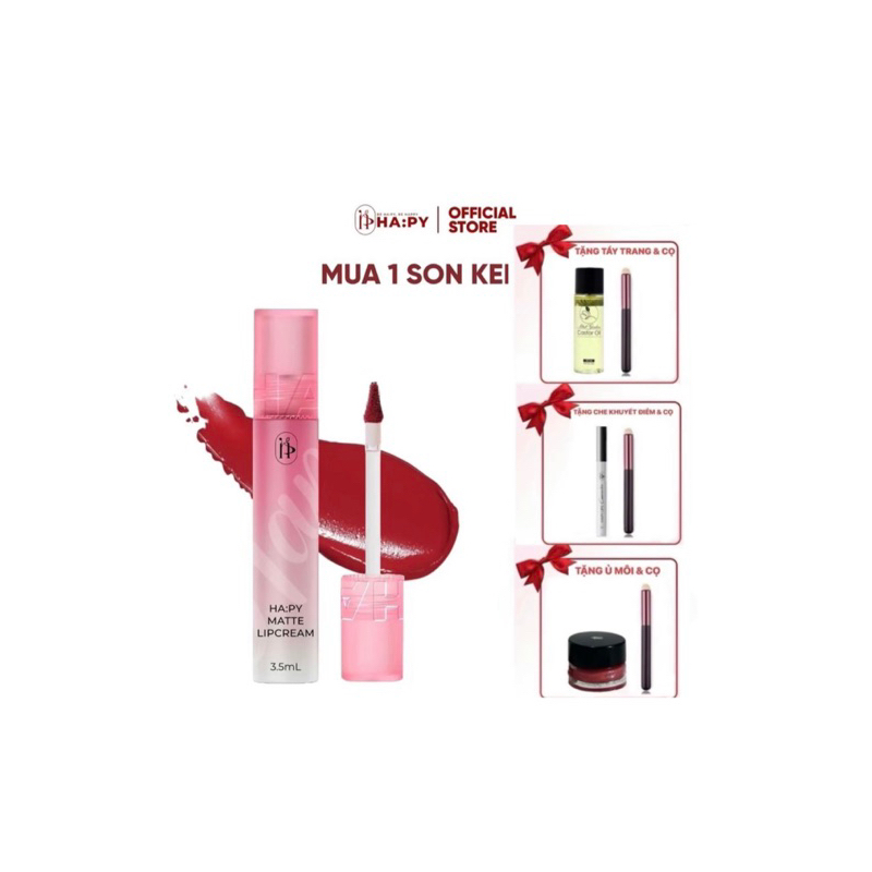 [MUA 1 TẶNG2] Son kem lì Hapy Mate Lipcream không trôi, mịn, mượt với bảng full12 màu