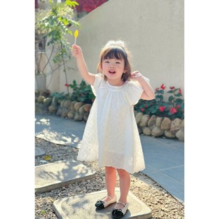[B&G] Đầm váy bé gái màu hồng+Trắng dáng babydoll thêu tinh tế cho bé gái từ 10-40kg(1-10 tuổi)