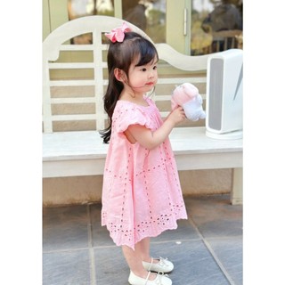 [B&G] Đầm váy bé gái màu hồng+Trắng dáng babydoll thêu tinh tế cho bé gái từ 10-40kg(1-10 tuổi)