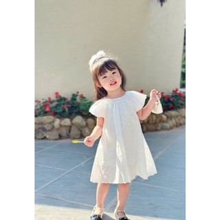 [B&G] Đầm váy bé gái màu hồng+Trắng dáng babydoll thêu tinh tế cho bé gái từ 10-40kg(1-10 tuổi)