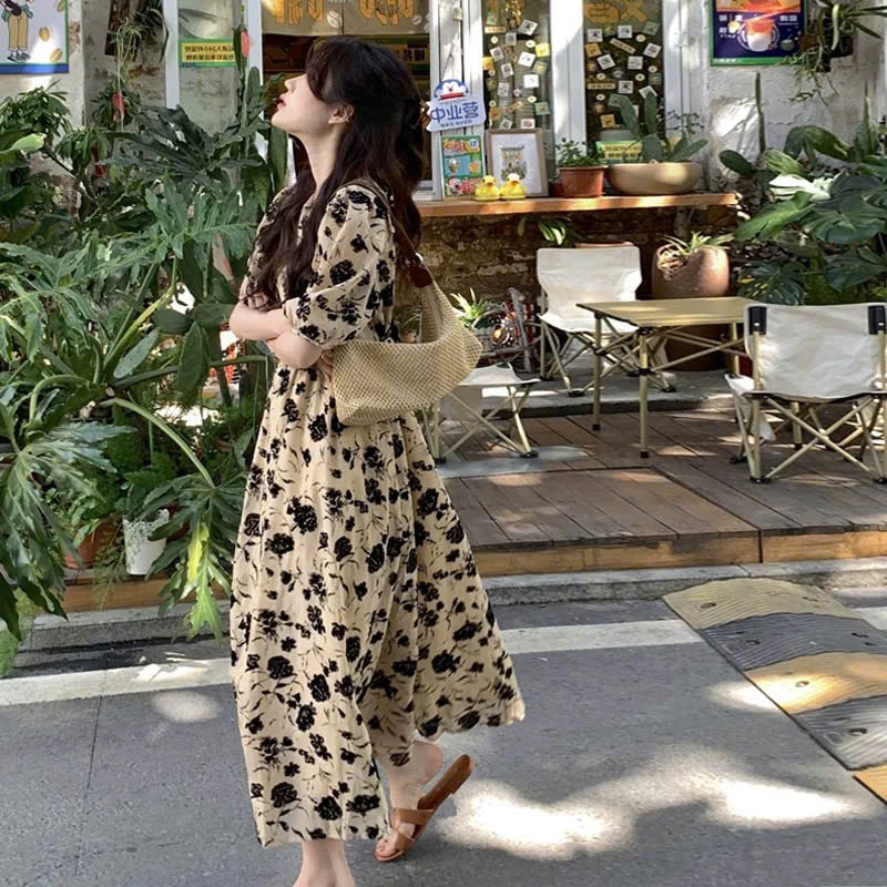 Đầm lụa chéo hoa in 3d MCA phong cách tiểu thư [ Video sp thực tế ]