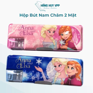 Hộp bút nam châm 2 mặt bé gái và bé trai kèm gọt bút chì tiện lợi