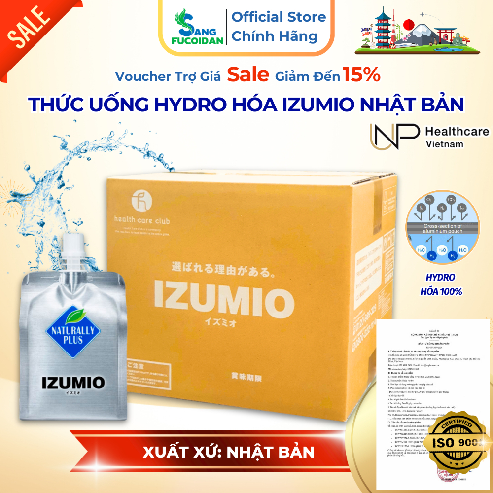 Nước Hydrogen IZUMIO Thùng 48 Gói 200ml Thanh Lọc Cơ Thể - Nhập