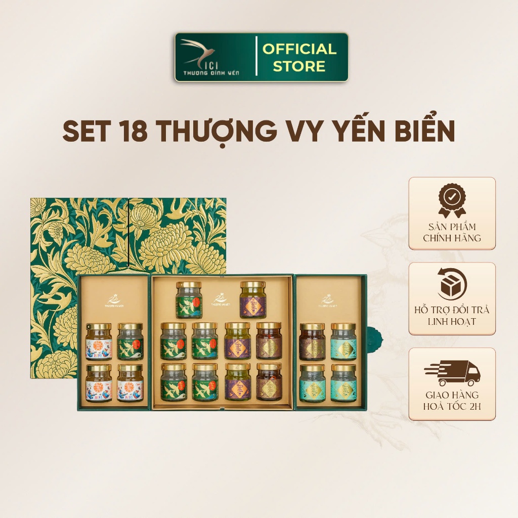 Ảnh Set Quà Cao Phẩm 18 Hũ Yến Sào Chưng Sẵn 65G CiCi Thượng Đỉnh Yến Yên Tươi Nguyên Chất Yến Sào Khánh Hòa Sợi Thật 100% 1