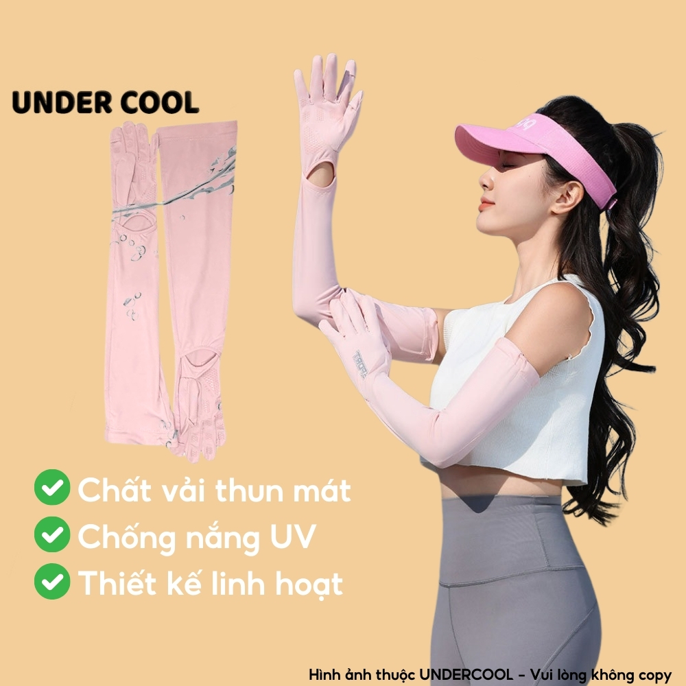 Găng Tay Chống Nắng Dài Golf UNDERCOOL Nữ Nam SPORT Xỏ Hở Ngón, Xỏ cô tay Chống Tia UV Mùa Hè Có Vân Chống Trượt GT02