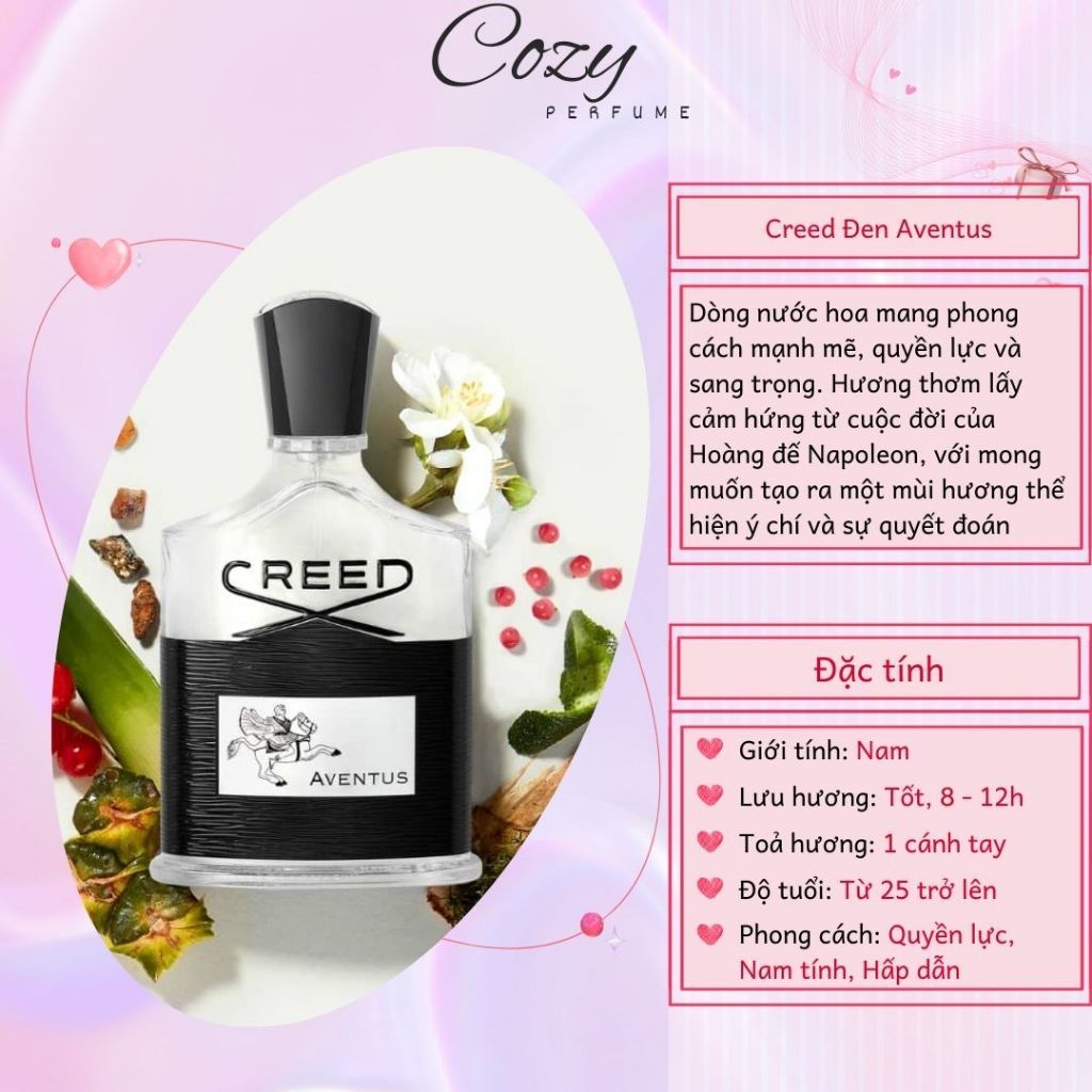 Nước hoa nam Creed Đen Aventus EDP Chiết 5ml/10ml Hương thơm Quyền lực Nam tính Hấp dẫn-Cozy Perfume