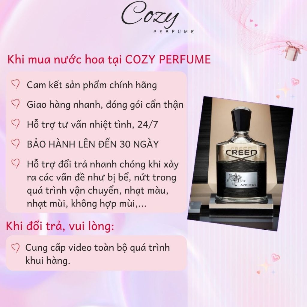 Nước hoa nam Creed Đen Aventus EDP Chiết 5ml/10ml Hương thơm Quyền lực Nam tính Hấp dẫn-Cozy Perfume