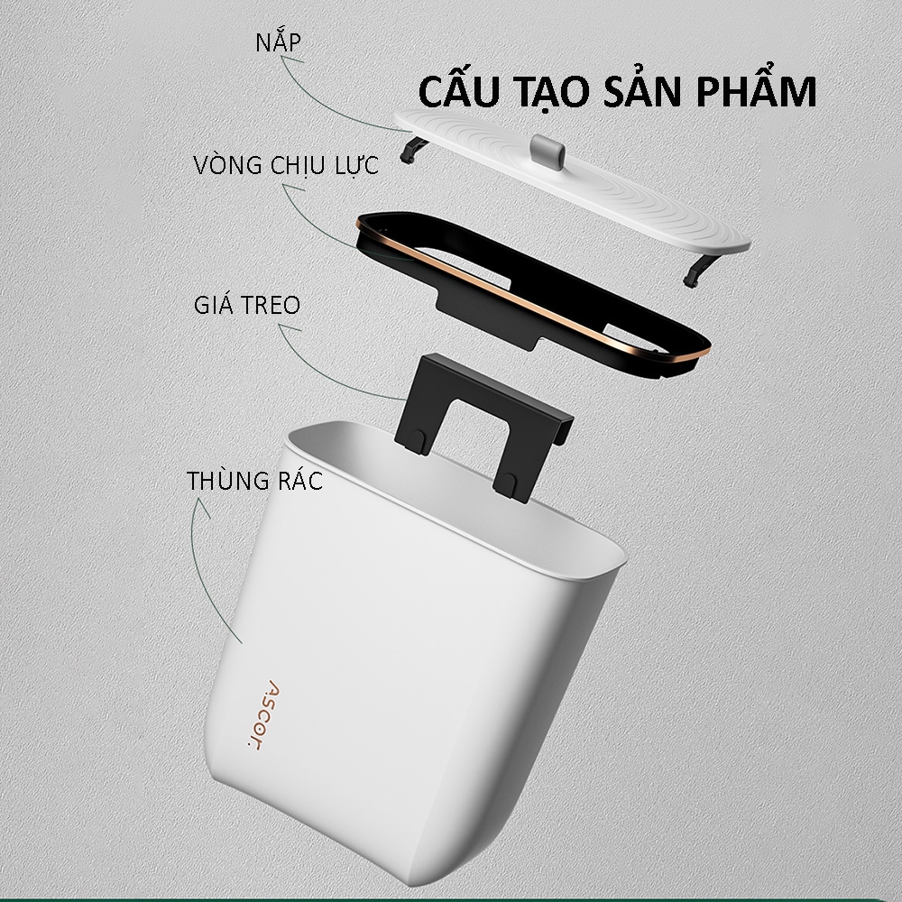 Thùng Đựng Rác Treo Tủ - Thùng Đựng Rác Nhựa ABS Cao Cấp Có Nắp Đậy Nhỏ Gọn - Tiện Lợi - An Toàn