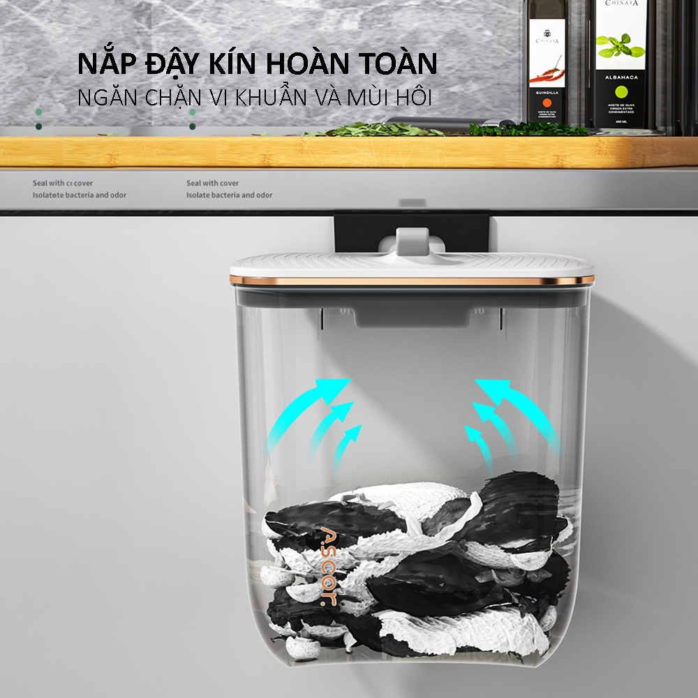 Thùng Đựng Rác Treo Tủ - Thùng Đựng Rác Nhựa ABS Cao Cấp Có Nắp Đậy Nhỏ Gọn - Tiện Lợi - An Toàn