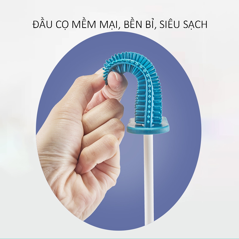 Bộ cọ vệ sinh 3 món, cọ nhà tắm có khay đựng thoát nước, treo tường nhà tắm, nhà vệ sinh tiện lợi