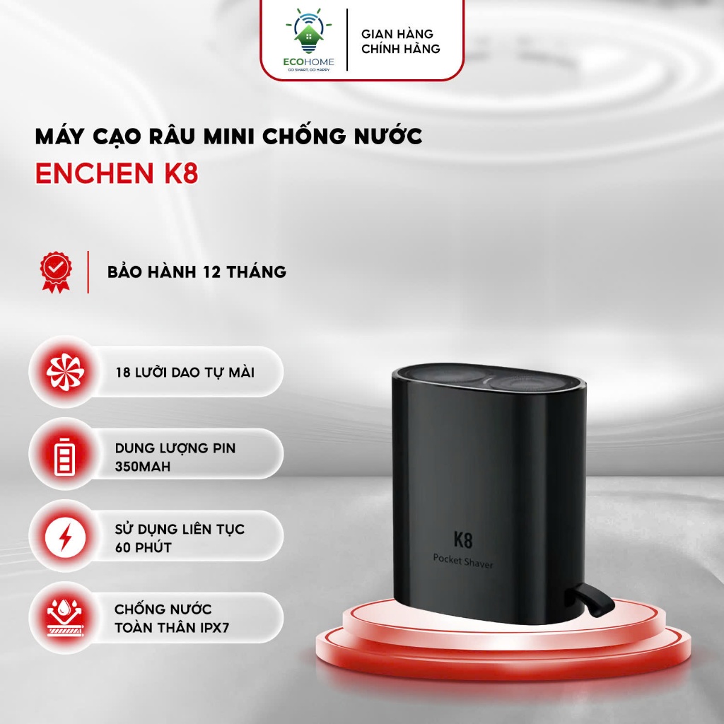 Máy Cạo Râu Mini Chống Nước Enchen K8 Đầu Cạo 2D Ẩn 18 Lưỡi Dao Tự Mài ...