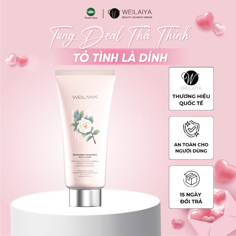 Ảnh Lotion dưỡng thể trắng da body hoa trà Weilaiya giúp phục hồi, dưỡng ẩm, làm mờ vết thâm cho da tuýp 200ml 1
