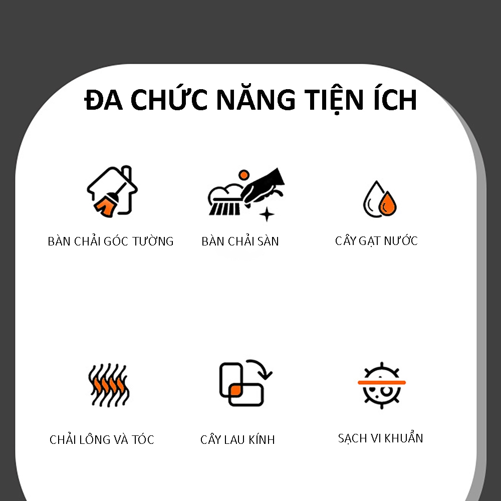 Cây chà sàn nhà tắm, cây vệ sinh tolet, chà sàn nhà tắm thông minh đa năng  3in1 tay cầm inox