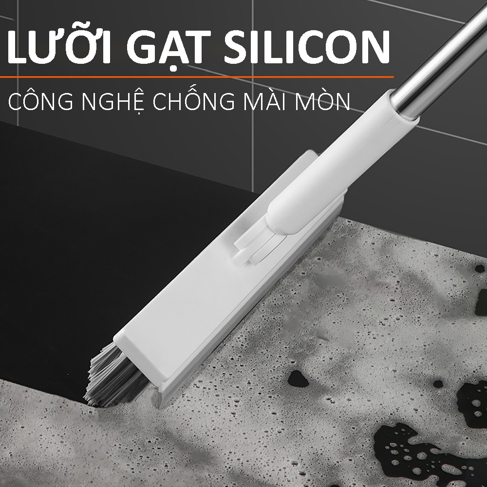 Cây chà sàn nhà tắm, cây vệ sinh tolet, chà sàn nhà tắm thông minh đa năng  3in1 tay cầm inox
