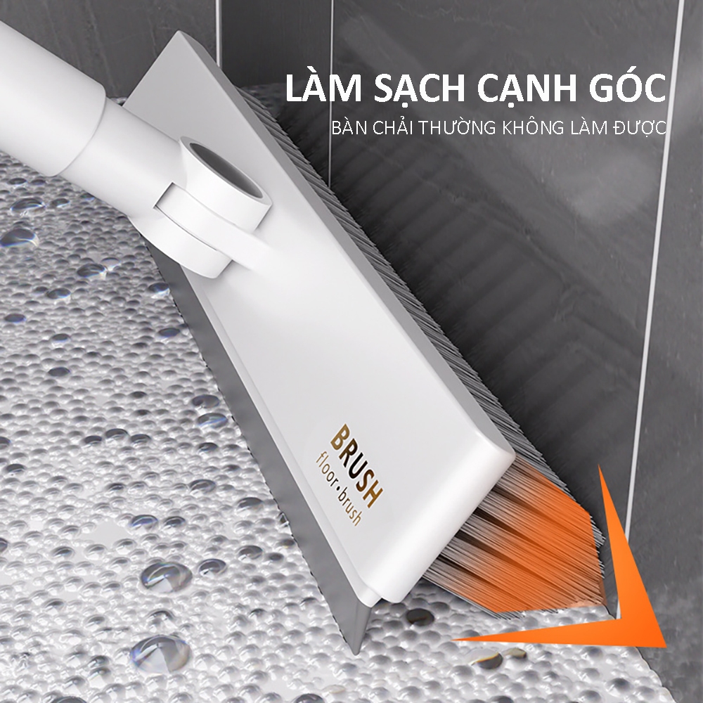 Cây chà sàn nhà tắm, cây vệ sinh tolet, chà sàn nhà tắm thông minh đa năng  3in1 tay cầm inox