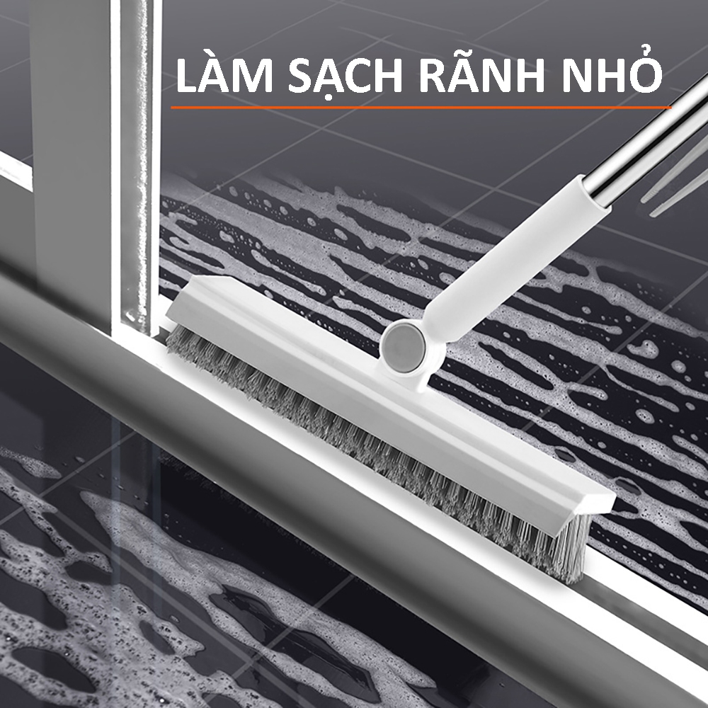 Cây chà sàn nhà tắm, cây vệ sinh tolet, chà sàn nhà tắm thông minh đa năng  3in1 tay cầm inox