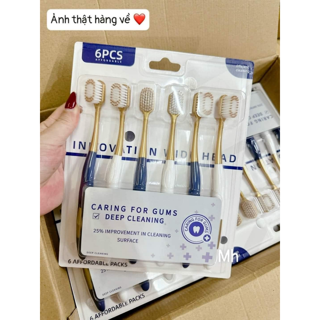 VỈ 6 BÀN CHẢI ĐÁNH RĂNG LÔNG MỀM SIÊU MỊN, ÊM RĂNG TIỆN LỢI