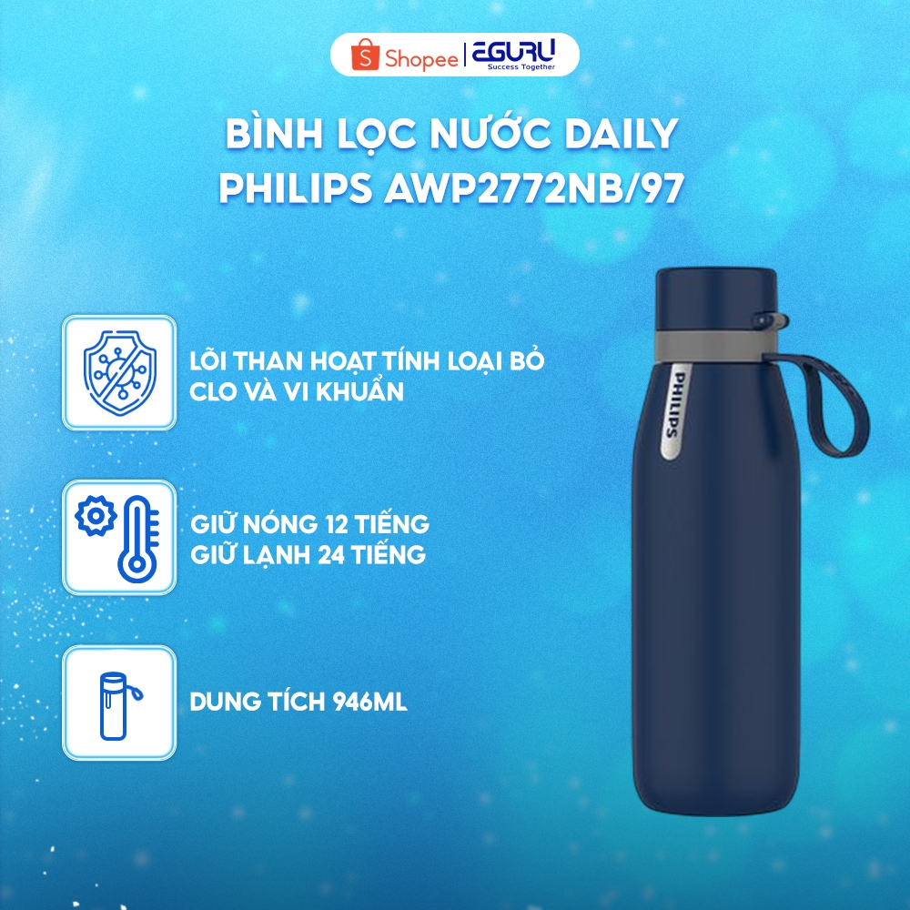 Bình Giữ Nhiệt Daily Insulated Philips AWP2772NB/97 946ml Lọc Nước Tiện Lợi Chính Hãng