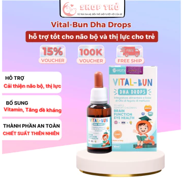 Siro Bảo Vệ Sức Khỏe Vital-Bun Dha Drops Hỗ Trợ Tốt Cho Não Bộ Và Thị Lực Cho Trẻ, Siro Hỗ Trợ Bé Cải Thiện Trí Nhớ