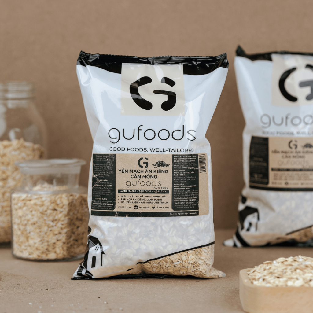 Ảnh Combo 2 Yến mạch tươi cán mỏng (cán dẹt) GUfoods - Giàu chất xơ, Healthy, Tập gym, Lành mạnh, Eat clean (200g/500g) 2