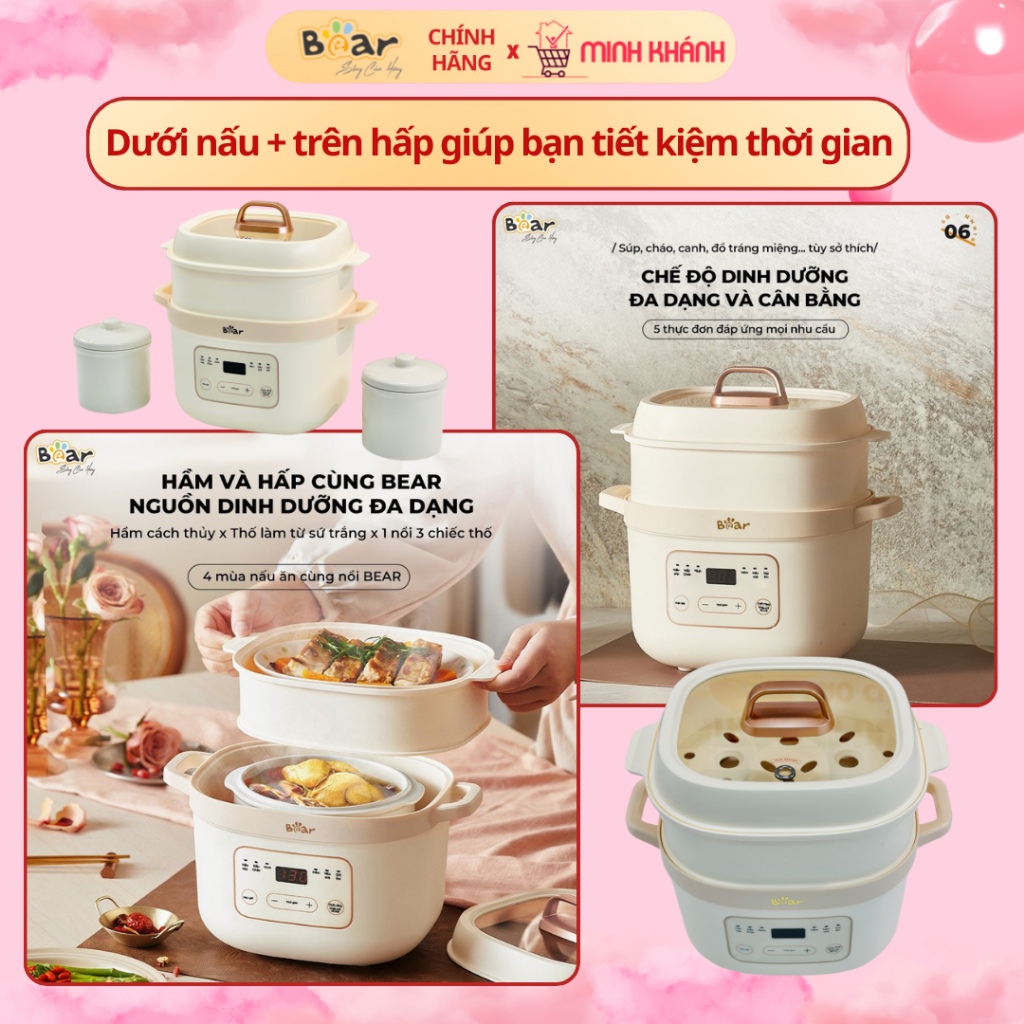 Chi tiết thực tế [Đánh Giá] Nồi Nấu Chậm Bear 1.6L SB-NNC16 Có Đáng Mua Cho Bé Ăn Dặm? chính hãng trên Shopee