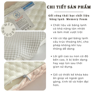 Gối công thái học Memory Foam M2T BEDDING hỗ trợ tư thế ngủ - kích thước 30x50cm