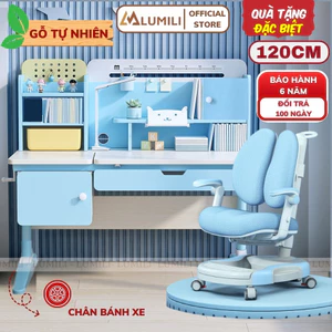 Miễn phí vận chuyển Bàn ghế chống gù lumili S05 mặt bàn 1m2 mới, bàn học sinh chống gù có tay quay