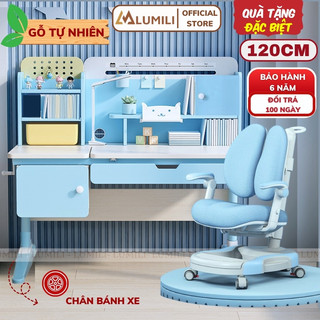 Miễn phí vận chuyển Bàn ghế chống gù lumili S05 mặt bàn 1m2 mới, bàn học sinh chống gù có tay quay