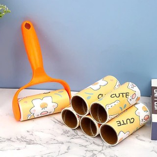 Cây Lăn Bụi Giấy Dính 6 Cuộn, Cây Lăn Lông Chó Mèo Siêu Dính, Lăn Bụi Sofa Quần Áo Chăn Ga