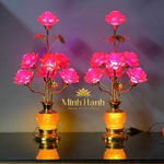 Đèn 7 bông Hoa Sen Lưu Ly dáng xoè cao, bầu khắc khóm sen nổi - Cao 75cm (TẶNG LED DỰ PHÒNG) | GIÁ 1 ĐÔI — ảnh 2