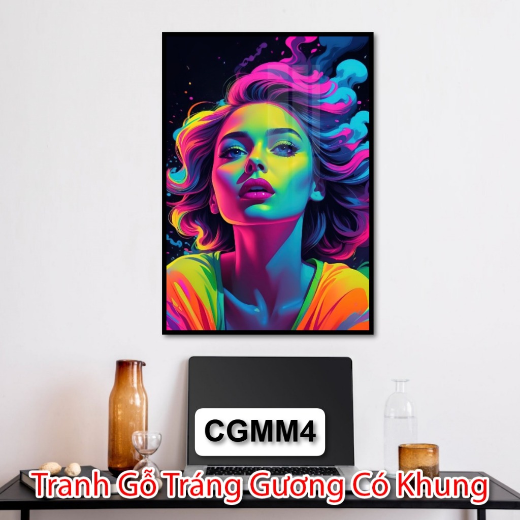 Tranh Nghệ Thuật Cổ Điển Cô Gái Tráng Gương - Tranh Nghệ Thuật Cô Gái Màu Mè Có Khung - Tranh Trang Trí Decor