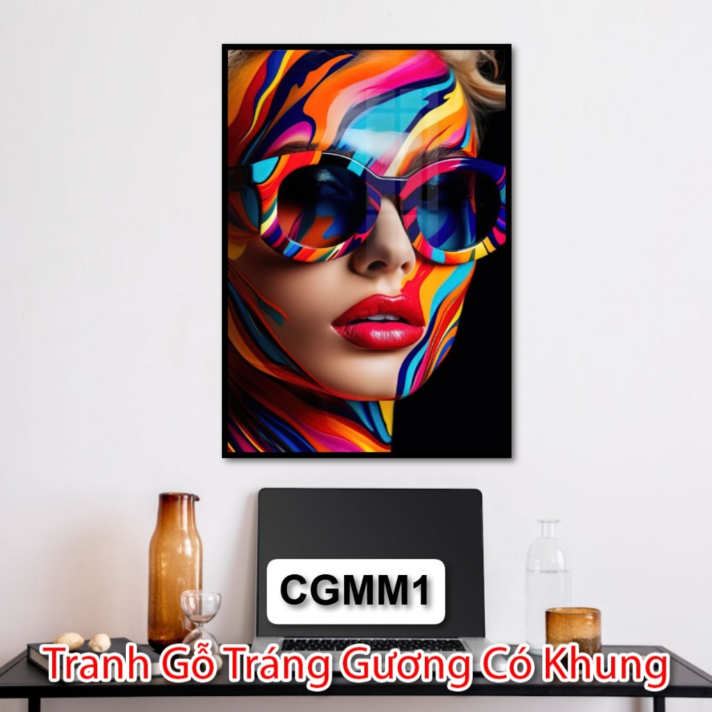 Tranh Nghệ Thuật Cổ Điển Cô Gái Tráng Gương - Tranh Nghệ Thuật Cô Gái Màu Mè Có Khung - Tranh Trang Trí Decor