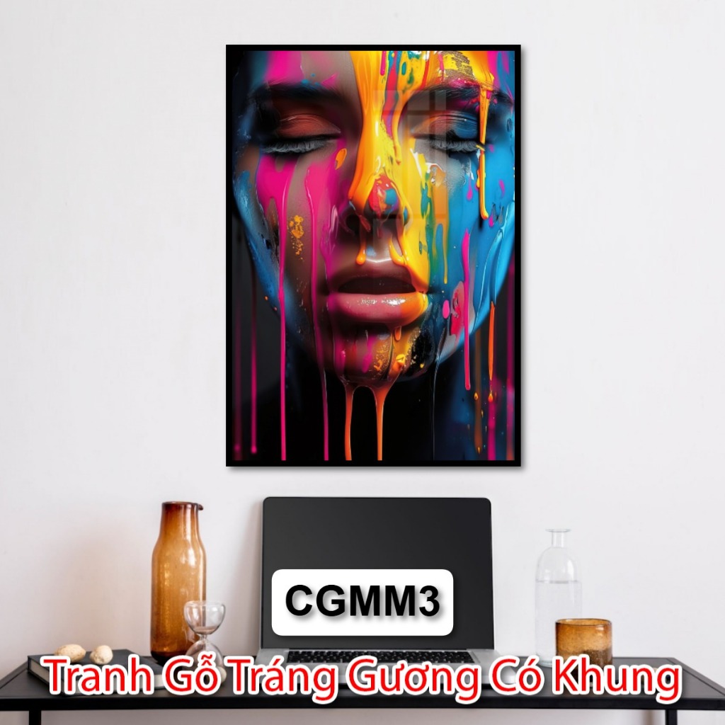 Tranh Nghệ Thuật Cổ Điển Cô Gái Tráng Gương - Tranh Nghệ Thuật Cô Gái Màu Mè Có Khung - Tranh Trang Trí Decor